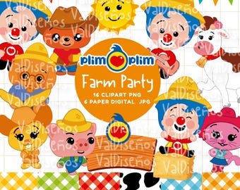 Farm Party Plim Plim - Clipart PNG / Paper Digital JPG I Instant Download