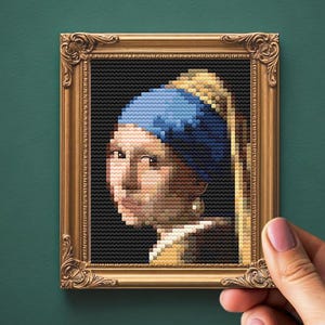 Schema punto croce &quot;Ragazza con l&#39;orecchino di perla&quot; in PDF, Mini punto croce di Johannes Vermeer