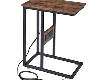 C-Shaped Side Table with Charging Station
