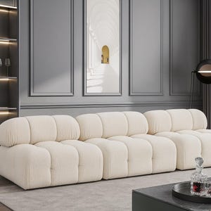 102" Bouclé Modular Sofa – 3-Piece Armless Sectional Couch – Modern Upholstered Seating