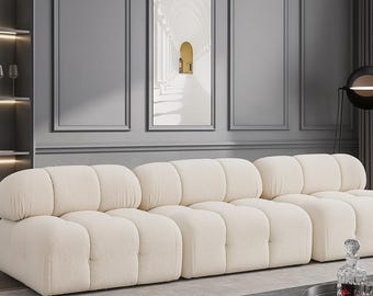 102" Bouclé Modular Sofa – 3-Piece Armless Sectional Couch – Modern Upholstered Seating