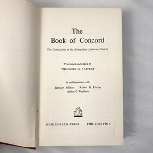 The Book of Concord Hardcover boek vertaald en bewerkt Theodore G. Tappert 1959 afbeelding 3