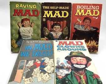 Lot of 5 Mad Illustrated Paperback Comic Advertising Magazines 1960s & 70s