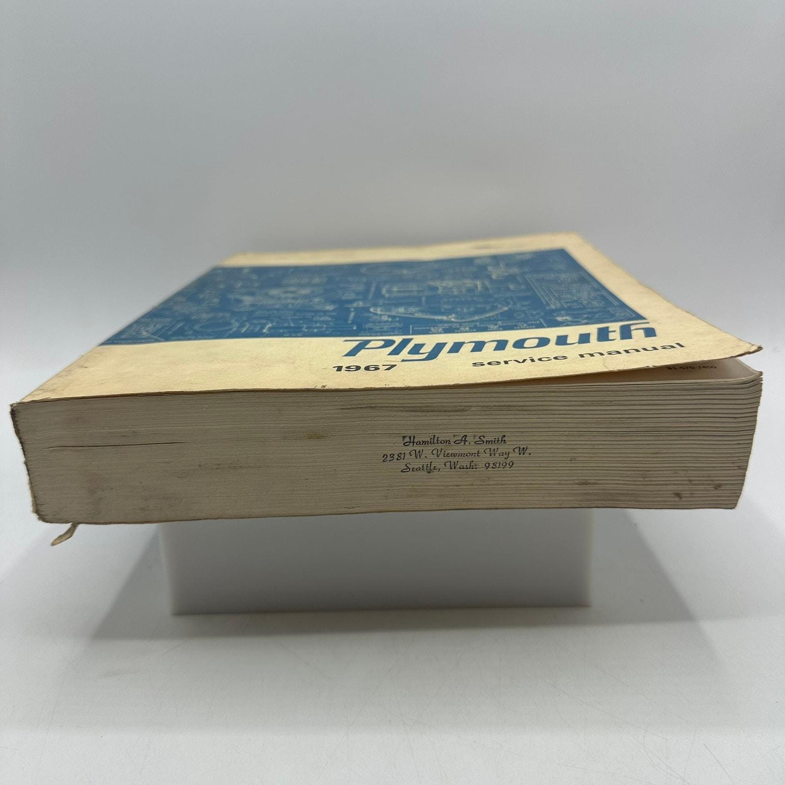 1967 Plymouth Service Manual – Factory Original Shop Repair Book
