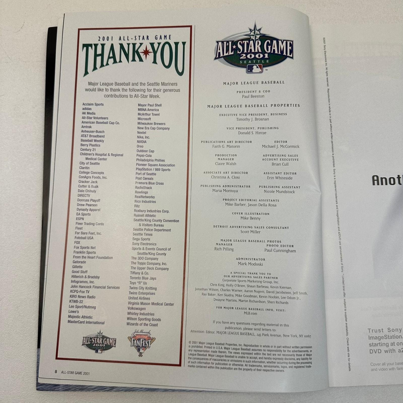 2001 MLB All-star Game Program Ichiro Suzuki Seattle Midsummer