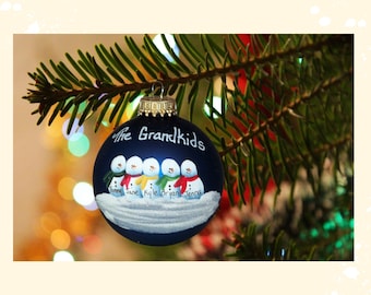 Grandkids of 5 unique Christmas tree ornament personalized for Grandma and Grandpa