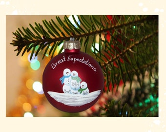 Personalized Expecting Family of Three Christmas Ornament