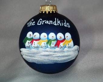 Grandkids of 6 christmas ornament for Grandma, Grandpa, Grandfather, Grandmother personalized with childrens names