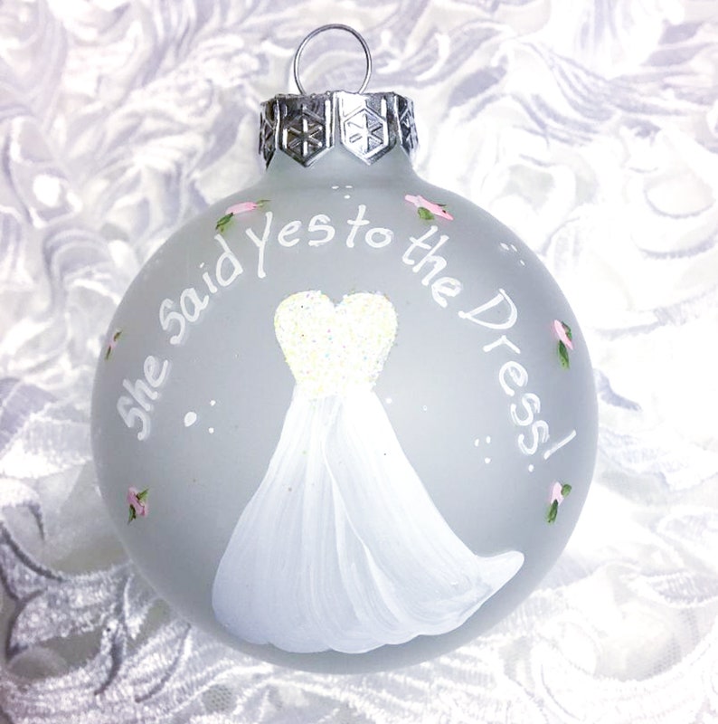 She said Yes to the Dress Elegant Wedding Dress Christmas Tree Ornament Gift for the Bride image 1