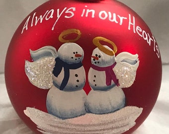 Double Angels for Mom and Dad or Grandma and Grandpa Christmas Ornament