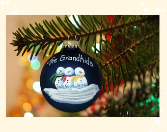 grandkids of 3 hand painted and personalized tree ornament grandchildren gift for grandparents grandmother and grandfather