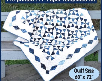 Papers - Kaleidoscope and 113 FPP Templates Papers Kit; Foundation Paper Piecing; Throw Quilt; Printed on Newsprint and Shipped