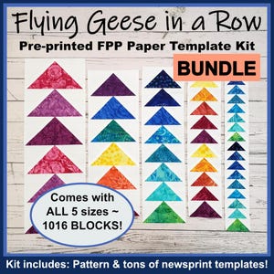 Paper Bundle - Flying Geese in a Row FPP Template Papers; 1016 Blocks!; On Newsprint and Shipped. Foundation Paper Piecing; All sizes