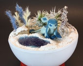 Glaceon Pokeball Diorama Terrarium with 4 inch stand, gift box free original design 3 quot Pokemon sticker. Custom orders available.