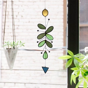 Cactus stained glass suncatcher, Lead-free leaf stained glass, Glass plant, Cactus decor, Garden decor, Mother day gift, Father day gif