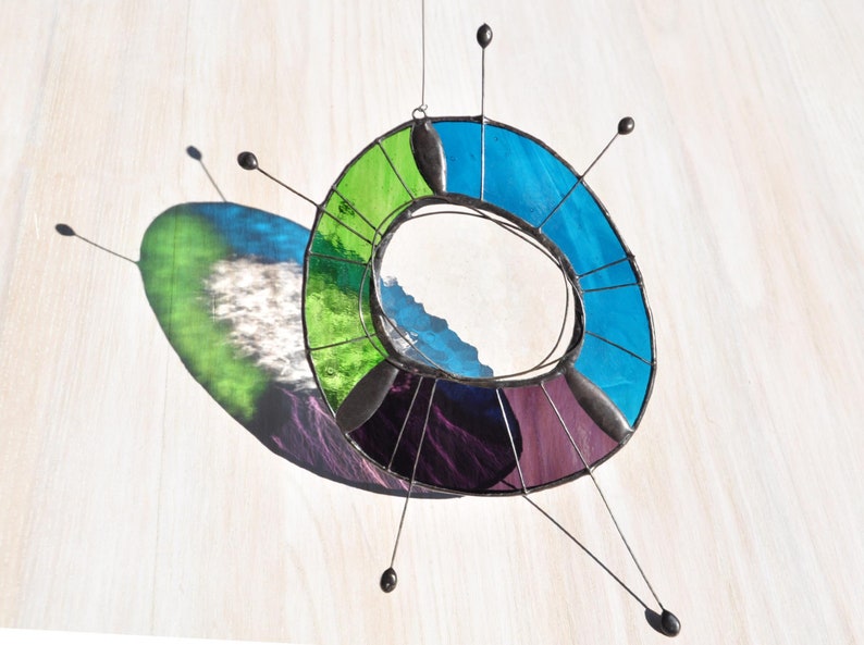 Nova suncatcher,Star suncatcher,Glass suncatcher,Glass art,Stained glass mobile,Astronomy gift,Home decor gift,Starburst,Positive vibes image 1