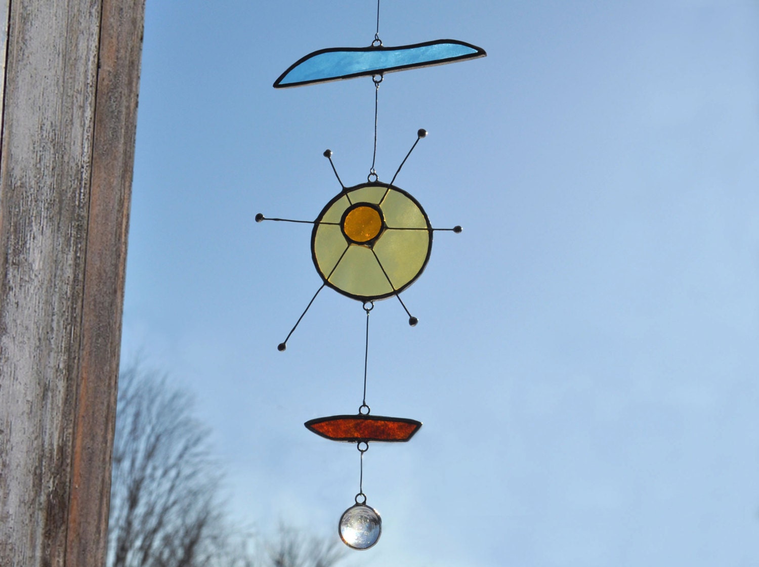 Little sun suncatcher, Sun stained glass, Sun art mobile, Sun decor, Home decor, Sun garden decor, Hanging mobile, Wall decor, Positive vibe