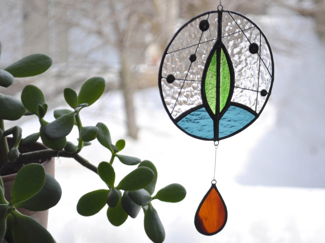 Suncatcher Leaf Suncatcherstained Glass Suncatcherwindow Etsy