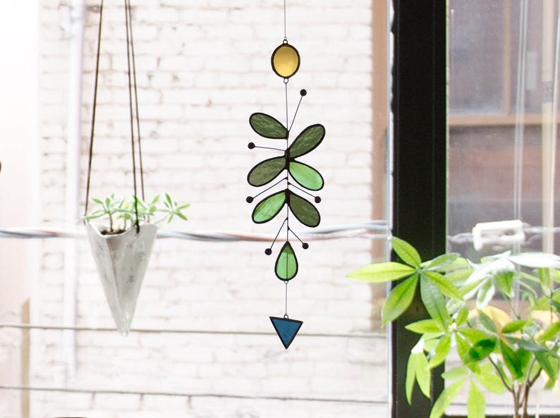 Cactus Suncatcher,Glass suncatcher,Leaf suncatcher,Stained glass art,Art mobile,Cactus decor,Succulent gift,Cactus plant,Succulent plant 