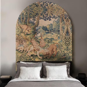 Dragon Arras Arched Wallpaper Mural – Medieval Fantasy Wall Art | Peel & Stick Removable Arch for Library, Studio or Dark Academia Decor