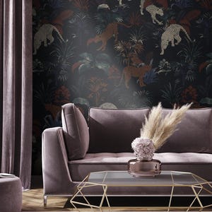 Cheetahs Black Wallpaper Mural – Graceful Wild Cat Jungle Wall Art for Living Room, Bedroom or Office