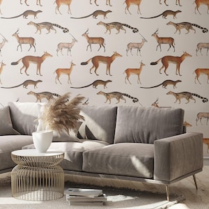 Waldtiere Tapete Wandbild - Bezauberndes Wildtier Wandbild, Naturinspiriertes Wandbild für Wohnzimmer oder Kinderzimmer