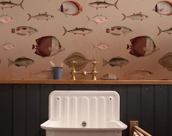 Pink Under the Sea Wallpaper Mural: Whimsical Marine Life, Custom Size, Peel & Stick