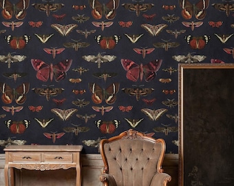 Navy Blue Butterfly Wallpaper Mural: Nature-Inspired Wall Art