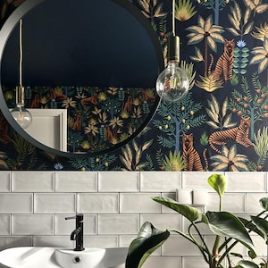 Tapete Wandbild Tiger - Exotische Jungle Wandkunst, Tier Tapete für Wohnzimmer oder Büro, Sondergröße Tiger Wanddeko