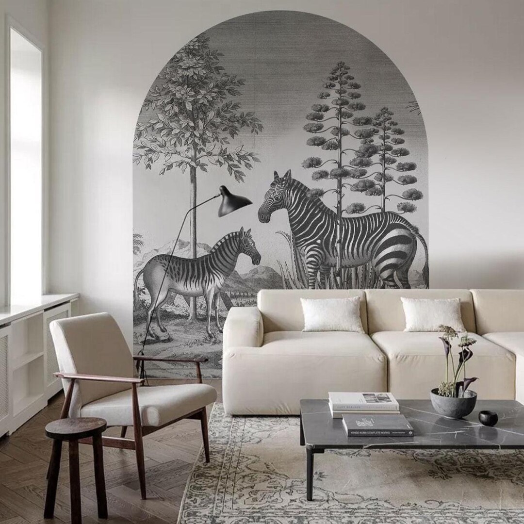 Zebra Arch Zebra Agave Arch Wallpaper Mural: Modern Eclectic Wall Art - Etsy