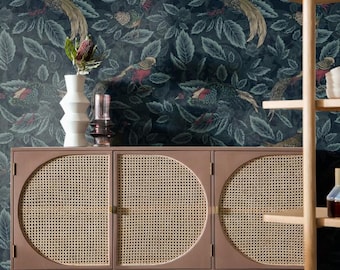 Pheasant Wallpaper Mural: Vintage Botanical Bird Wall Decor