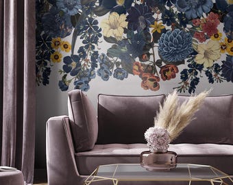 Vintage Floral Wallpaper Mural: Colorful Botanical Wall Art