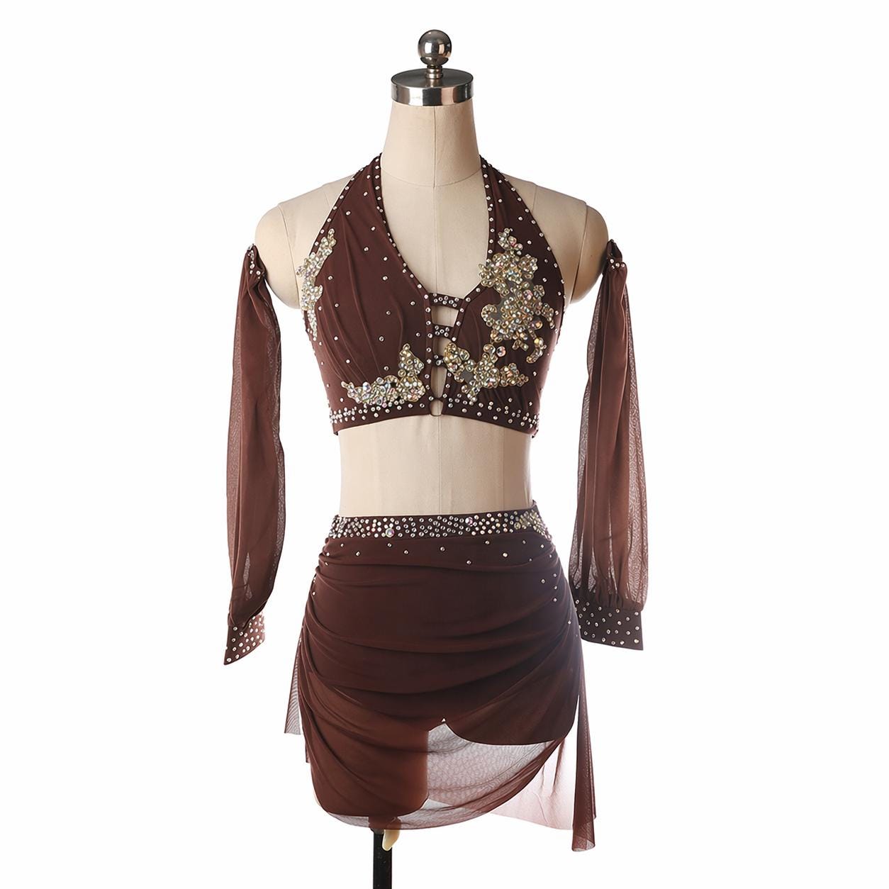 brown lyrical dress Brown Short Sleeve Lyrical Dress – STRETCH DANCE LTD