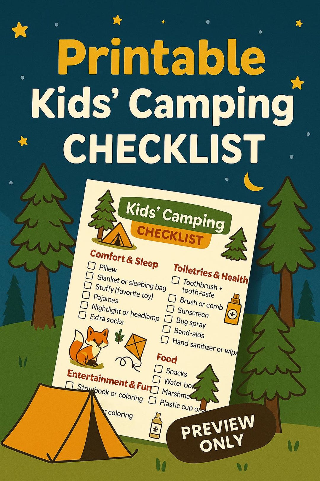 Kids’ Camping Packing Checklist – Printable PDF for Kids | Camping With ...