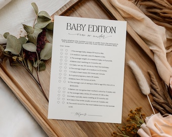Babyshower onder spel, trivia-raadactiviteit, neutraal thema (digitale download)
