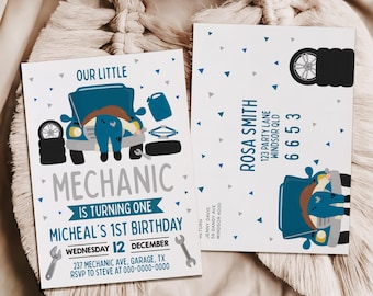 Mechanic Birthday Invitation Template Little Mechanic Birthday Invite Cars Birthday Invitation | Auto Repair Party First Birthday Invite