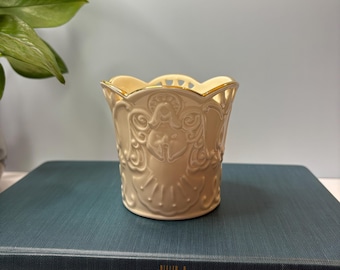Candelabro votivo de ángel Lenox “Merry Lights” – Porcelana marfil con detalles en oro de 24 quilates