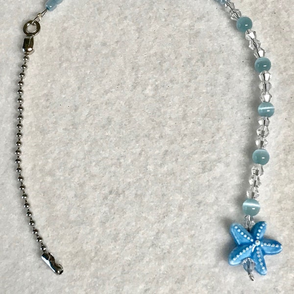 Pull Chain for Ceiling, Light Fan. Blue Starfish Pull Chain.