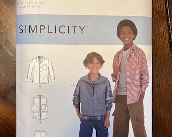 Simplicity S9201 / Children's Boys Shirt, Vest, Pull On Pants Sewing Pattern / Size 8-16 / READY TO SHIP!