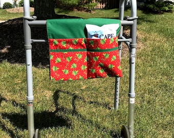 Christmas Walker Caddy Bag: Handmade Holiday Tote with Pockets