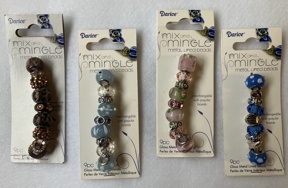 Mix and Mingle Beads Glass Beads Glass Metal Lined Beads Set of 9
