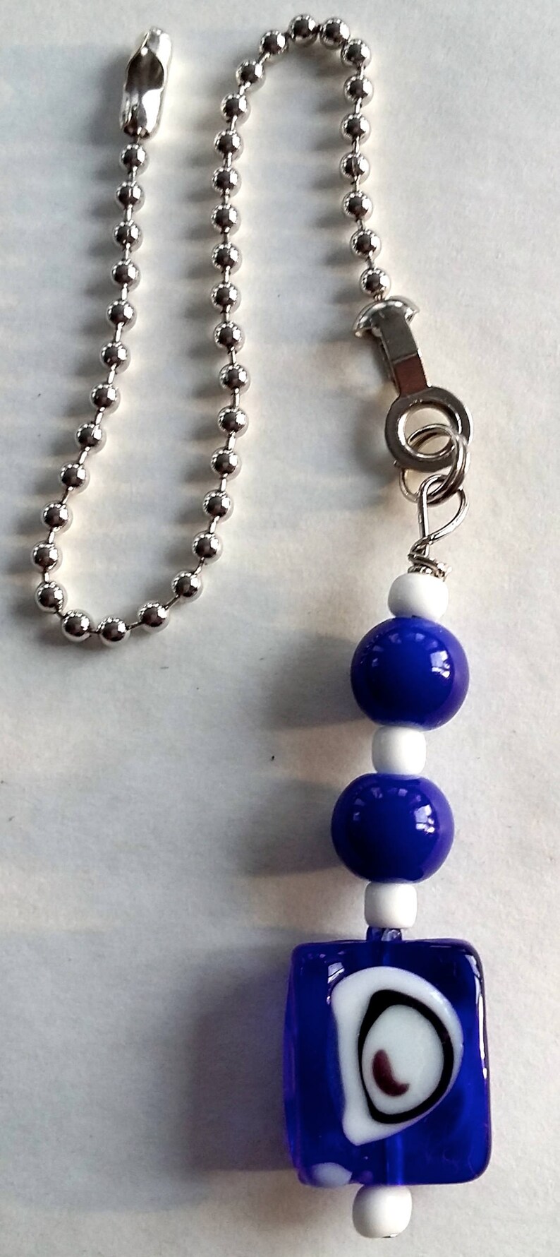 Blue And White Beaded Ceiling Fan Pull Chain Light Housewarming Gift Birthday Mothers Fathers Day