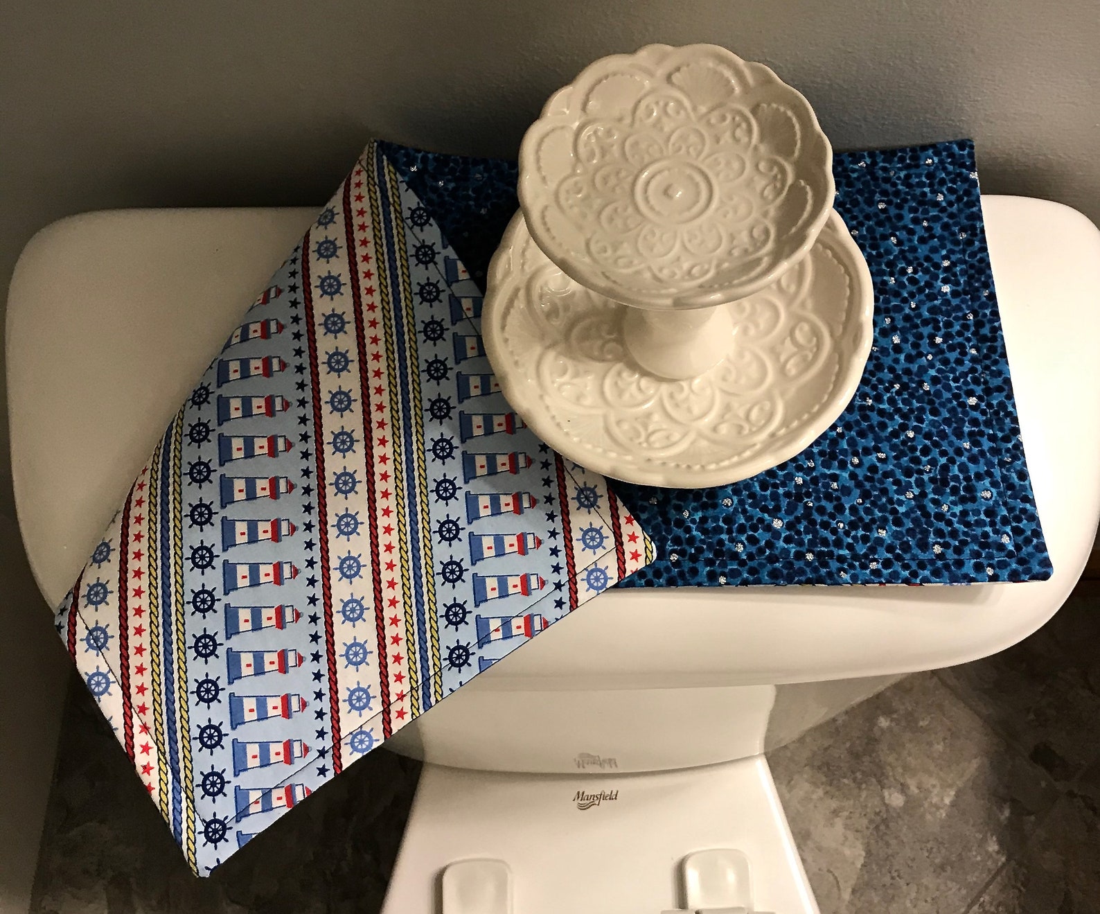 Toilet Tank Cover, Toilet Tank Topper, Toilet Tank Runner, Patriotic