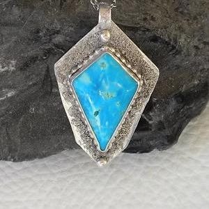 Silver and Kingman Arizona Blue Turquoise Pendant