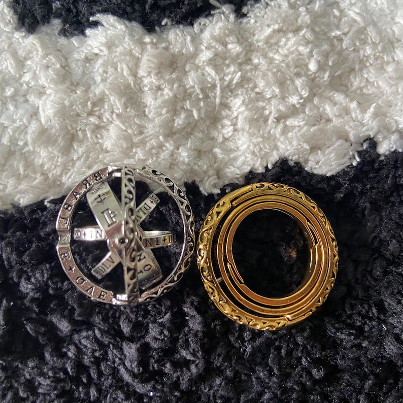Complex Ring Astronomical Sphere Ring, Cosmic Ring, Worry Ring, Fidget Ball Ring ...