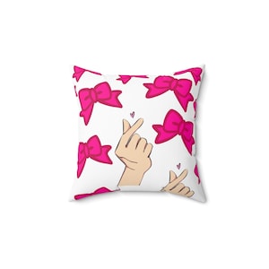 Bonita almohada decorativa con lazo rosa, un detalle acogedor para el hogar, un regalo para ella, decoración para habitación infantil, San Valentín, cojín para sala de juegos.