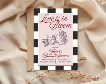 Love is in Bloom-vrijgezellenfeestuitnodiging - zwart-wit (canvasjabloon)
