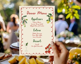 Sjabloon dinermenu That's Amore: afdrukbaar Italiaans feest (digitale download Canva)