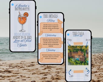 Sjabloon Spritz-vrijgezellenreis mobiel: bewerkbare telefoonuitnodiging (digitale download Canva)