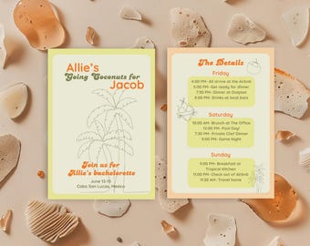 Tropische Einladung zum Junggesellinnenabschied: Going Coconuts Theme (Digitaler Download, 13 x 18,5 cm)